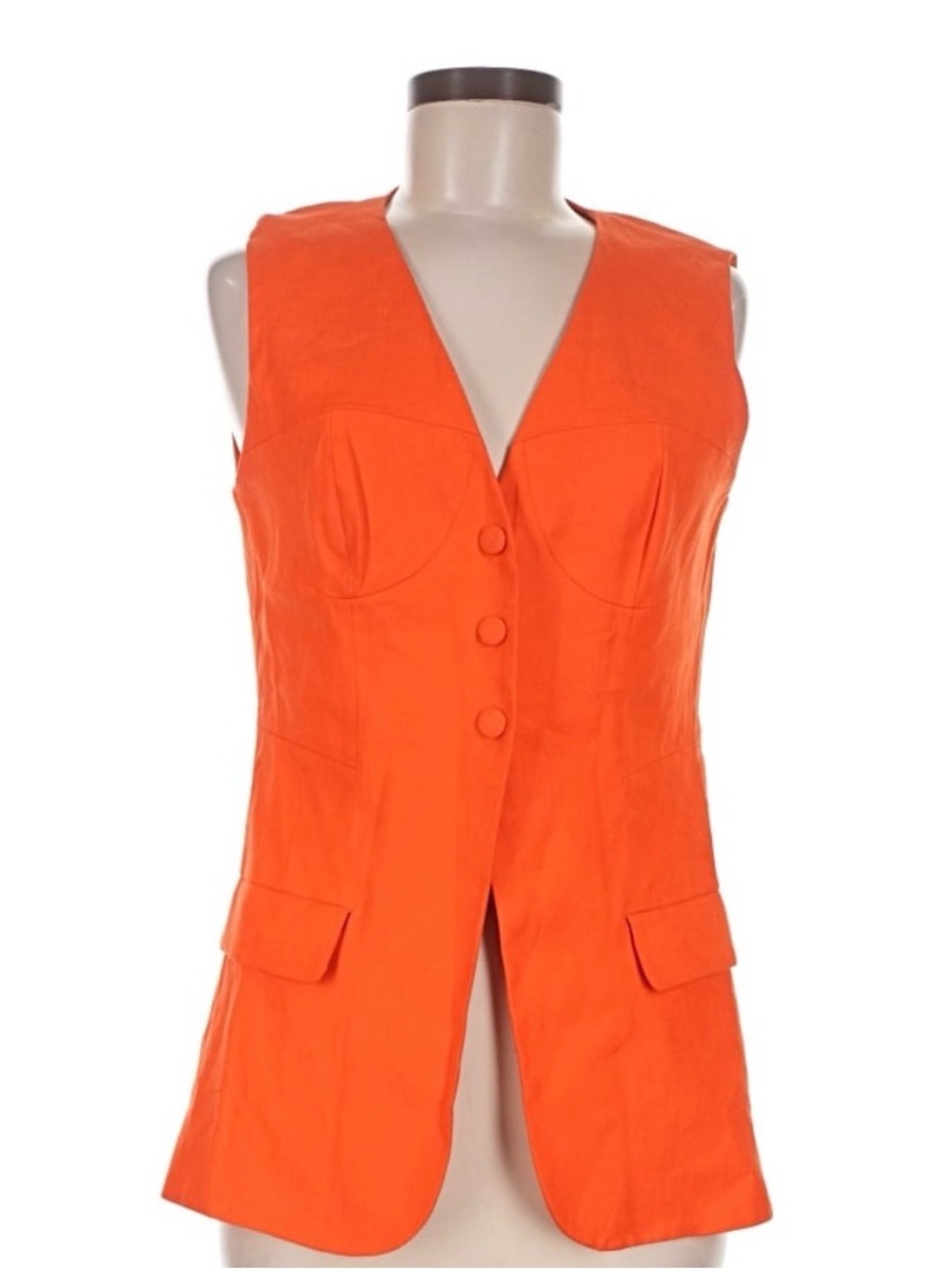 Sandro Vibrant Orange Sleeveless Button Vest